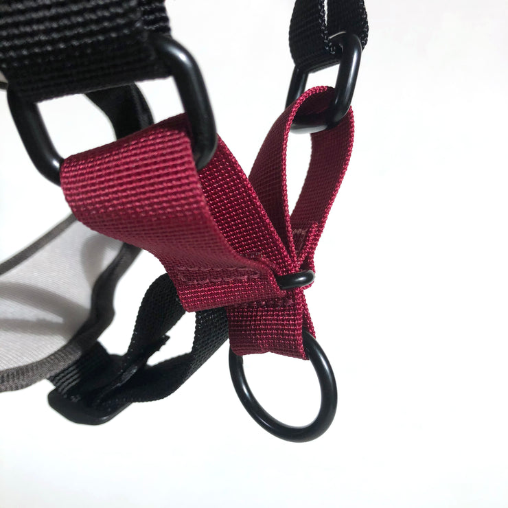 BAUMUTT IN LINE no pull dog harness connection system, SKU: DUSK (dark grey and ruby accent)